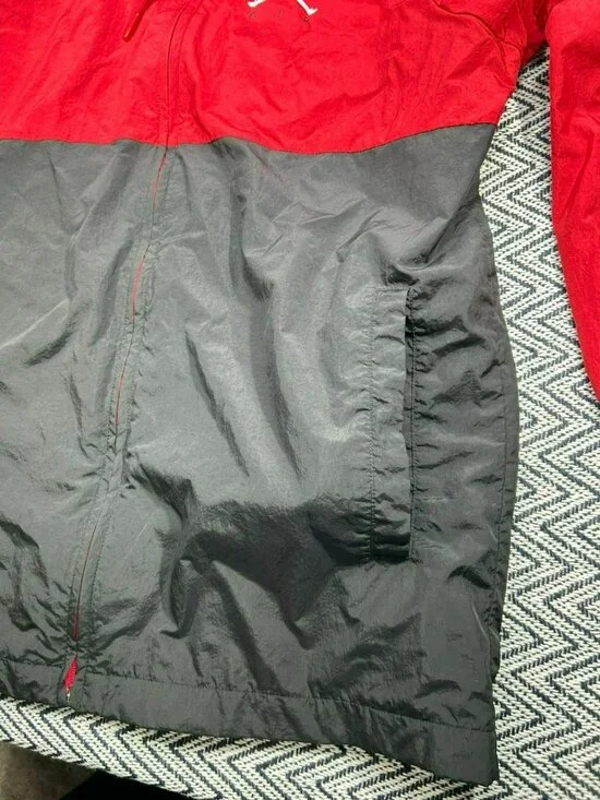 Nike Air Jordan Red & Black Hooded Windbreaker Jacket Size S Nylon Polyester Men - Picture 5 of 6
